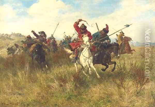 Cossacks Oil Painting - Werner Wilhelm Gustav Schuch