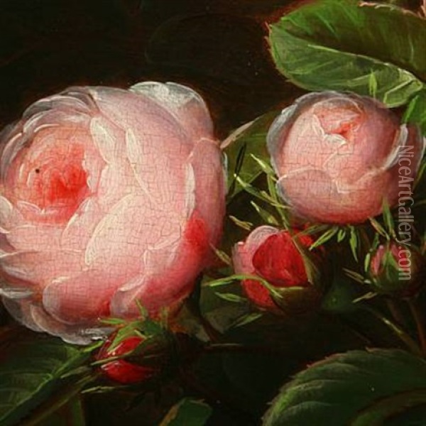 Pink Roses Oil Painting - Lauritz Jensen