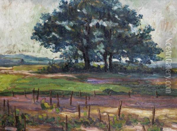 Landscape With Oak Trees Oil Painting - Jean Misceslas Peske