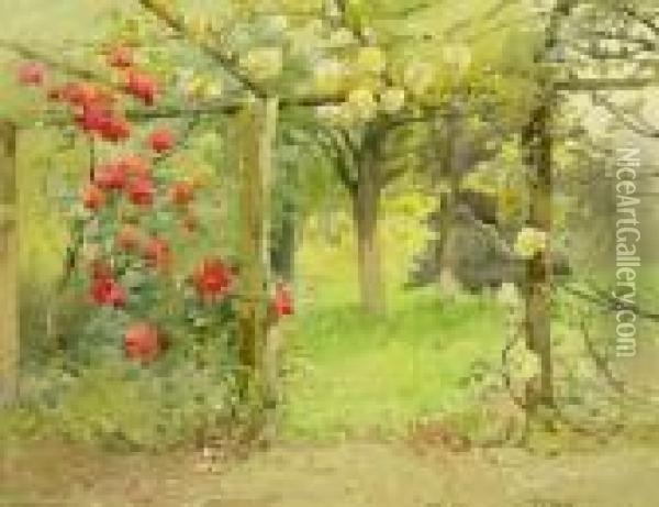 Rose Arbour Oil Painting - Harry Wanless