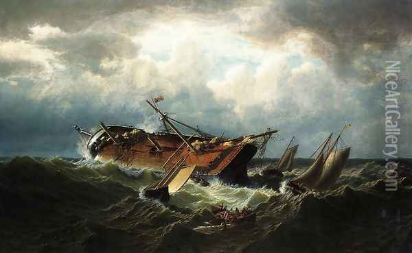Shipwreck Off Nantucket (Wreck Off Nantucket After A Storm) Oil Painting - William Bradford