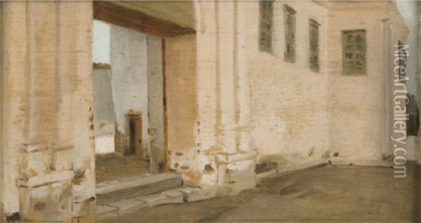 La Maison Du Cheik, Alabouxah, Fayoum Oil Painting - Jean Jules Antoine Lecomte Du Nouey