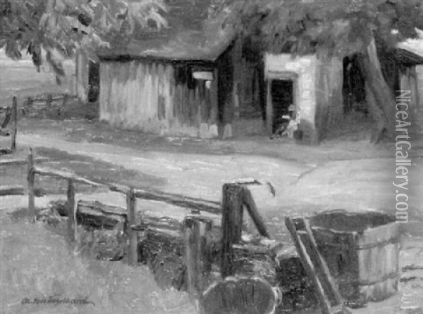 Brunnen Bei Einem Bauerngehoft Oil Painting - Anton (Johann A.) Engelhard
