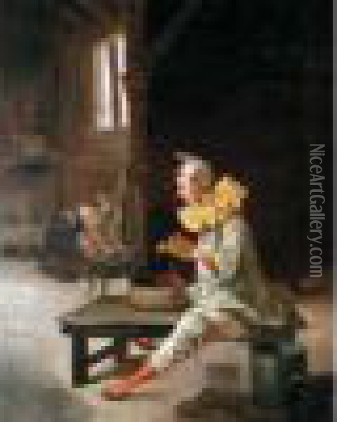 Pierrot, Apres Le Spectacle Oil Painting - Enrique Miralles