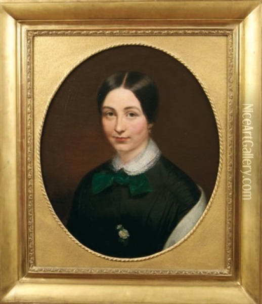 Portrait De La Mere D'emile Galle, Madame Fanny Galle-reinemer Oil Painting - Charles-Louis Bazin