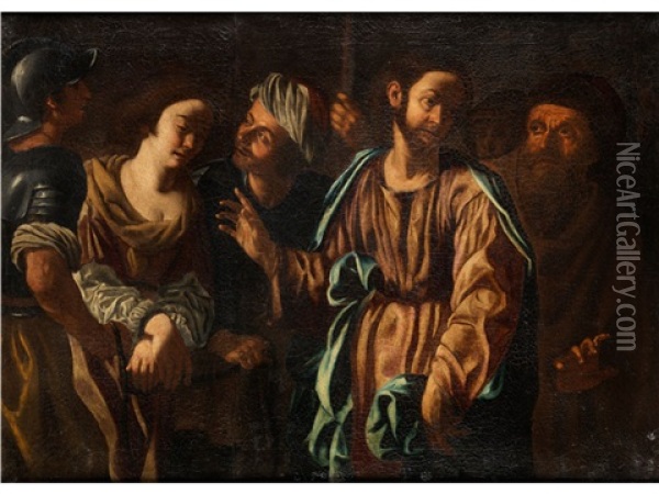Christus Und Die Ehebrecherin Oil Painting - Paolo Domenico Finoglia
