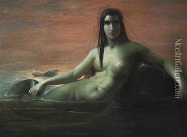 A Mermaid Oil Painting - Elisabeth Anna Maria Jerichau-Baumann