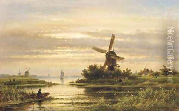 An idyllic summer landscape Oil Painting - Lodewijk Johannes Kleijn