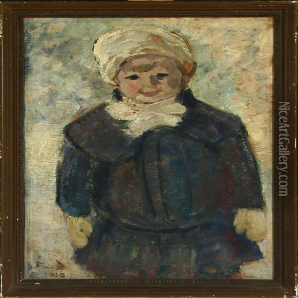 Portrait Of A Child Oil Painting - Ludvig Find
