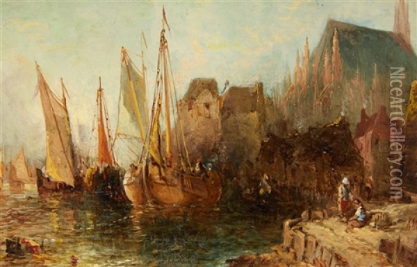A View Of Cologne Oil Painting - Alfred Montague