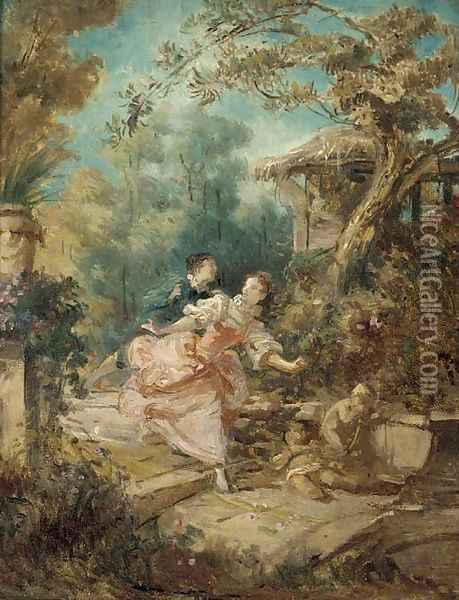 The Pursuit Oil Painting - Jean-Honore Fragonard