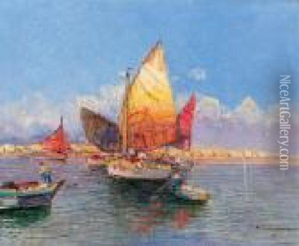 Fischerboote Vor Italienischer Kuste Oil Painting - Hans Wagner