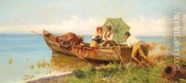 On The Way To Market By Boat Oil Painting - Pietro Barucci