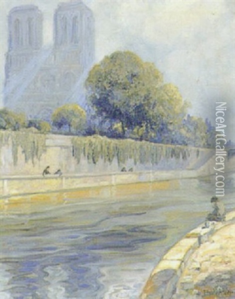 Parti Fra Paris Med Notre Dame Oil Painting - Emile Alder