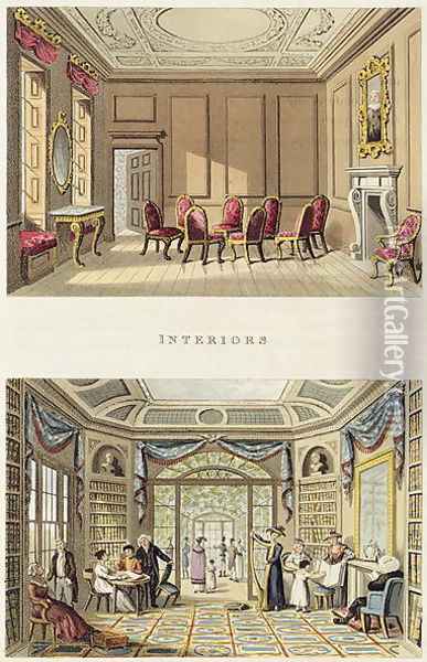 Interiors The Old Cedar Parlour and The Modern Living Room, from Fragments on the Theory and Practice of Landscape Gardening, pub. 1816 Oil Painting - Humphry Repton