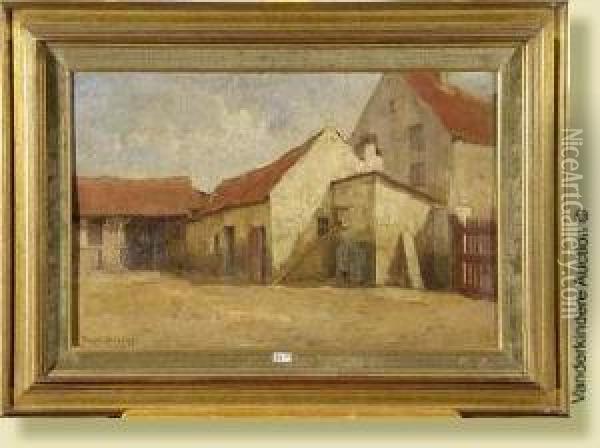 Cour Interieure De La Ferme Auvieux Roi D'espagne A Uccle Oil Painting - Emile Verbrugge