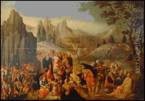 Moses Schlagt Wasser Aus Dem Felsen Oil Painting - Franz Franken