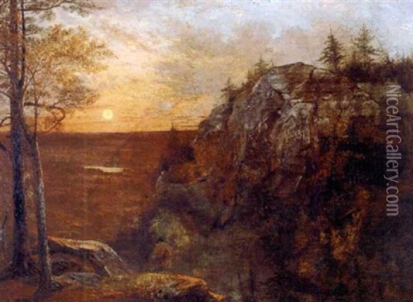 Sunset In The Catskills Oil Painting - Frederick Rondel