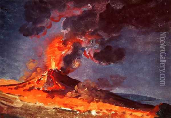 The Eruption of Vesuvius Oil Painting - Josepf Wright Of Derby