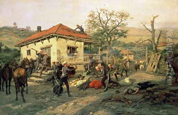 A Scene from the Russian Turkish War in 1876-77 Oil Painting - Pawel Kowalewsky