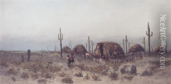 Indian Village, Arizona Oil Painting - Frederick Ferdinand Schafer
