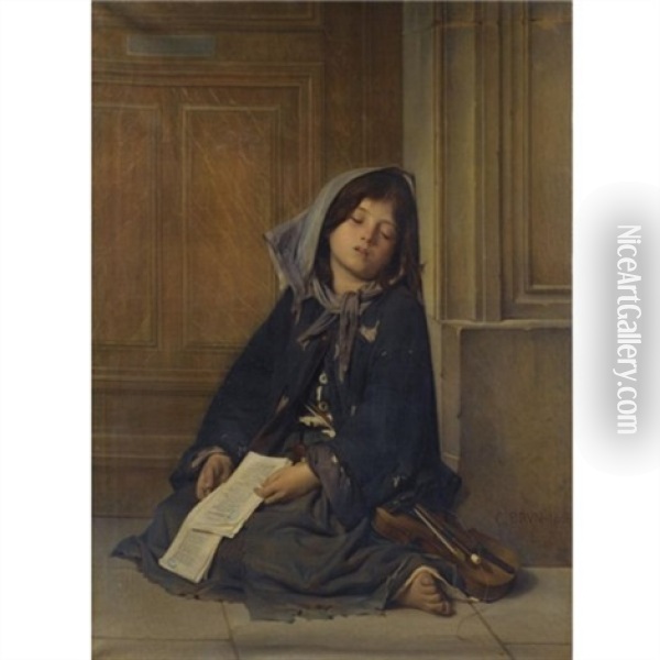 La Mendiante Oil Painting - Charles Guillaume Brun