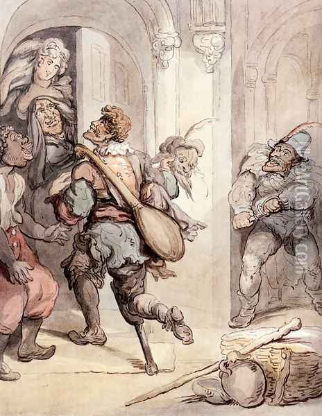 Travelling Players Oil Painting - Thomas Rowlandson