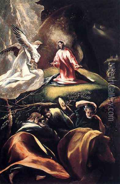 The Agony in the Garden c. 1608 Oil Painting - El Greco (Domenikos Theotokopoulos)