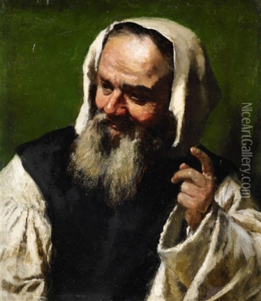 Portrait Of A Man In A Smock Oil Painting - Jahn Ekenaes