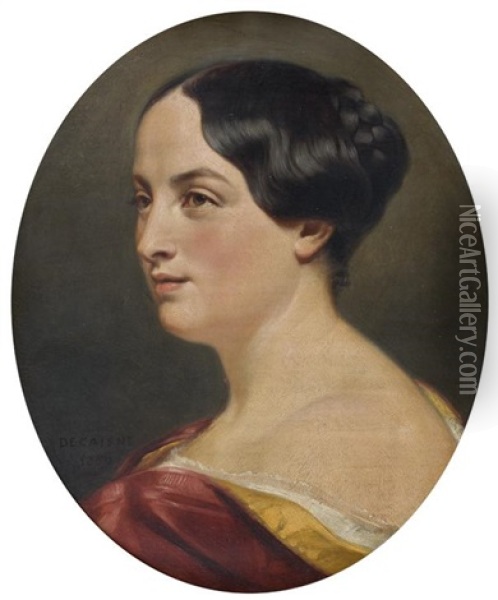 Portrait De Jeune Femme Oil Painting - Henri De Caisne