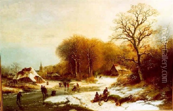 Winterlandschaft Oil Painting - Barend Cornelis Koekkoek