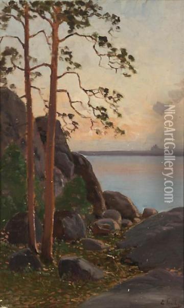 Auringonlasku Oil Painting - Eugen Taube