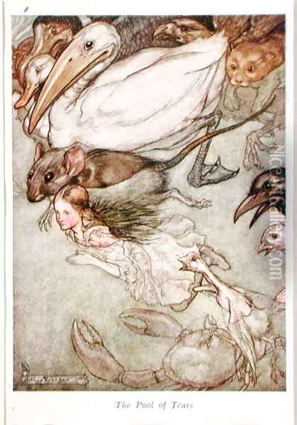 The Pool of Tears, from Alices Adventures in Wonderland by Lewis Carroll 1832-98 1907 Oil Painting - Arthur Rackham