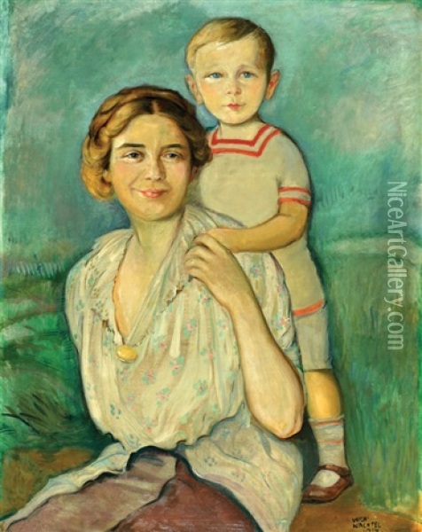 Mother And Son Oil Painting - Wilhelm Wachtel