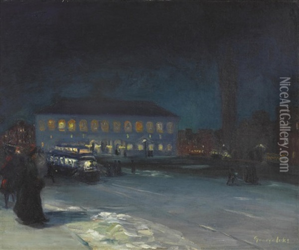 Copley Square, Boston Oil Painting - George Benjamin Luks
