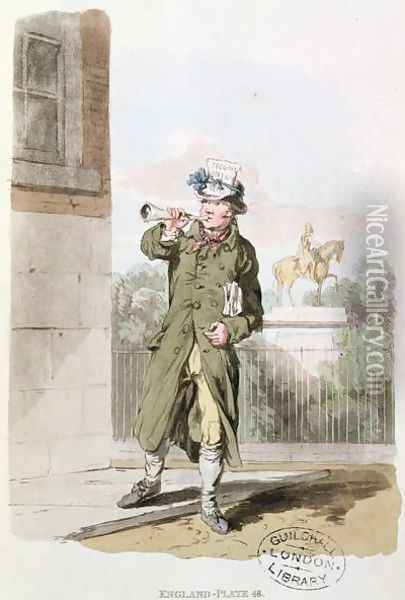 The Newsman from Costume of Great Britain Oil Painting - William Henry Pyne