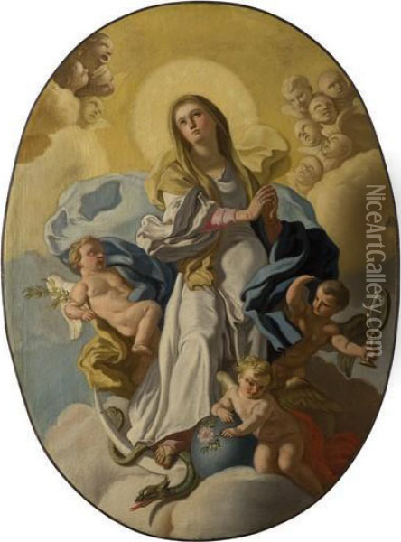 Madonna In Gloria Oil Painting - Francesco de Mura