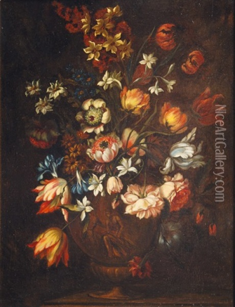 Flower Still Life Oil Painting - Francesco Mantovano