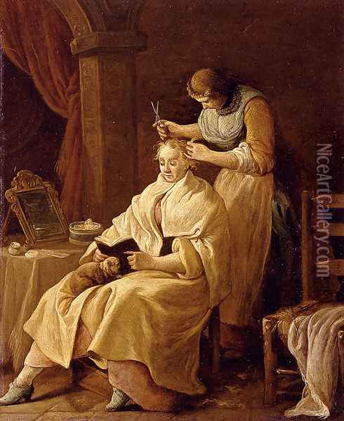 A Lady At Her Toilet Oil Painting - Giuseppe Gambarini