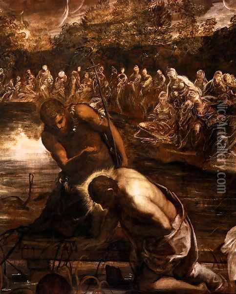 The Baptism of Christ (detail) 2 Oil Painting - Jacopo Tintoretto (Robusti)
