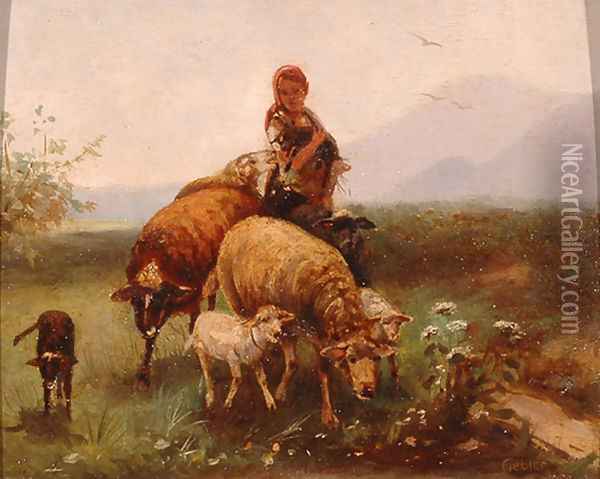 Shepherdess Oil Painting - Friedrich Otto Gebler