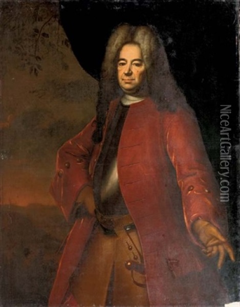 Portrait Of A Nobleman, General G. Von Wilcke (?), In A Military Costume Oil Painting - Louis de Silvestre