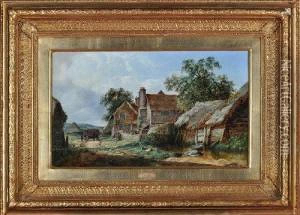A Horsecart Arriving At A Manor House Oil Painting - John James Wilson