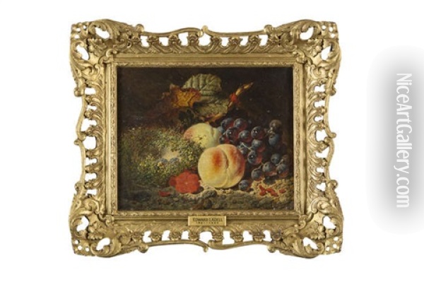 Still Life With Fruit On A Mossy Bank Oil Painting - Edward Ladell