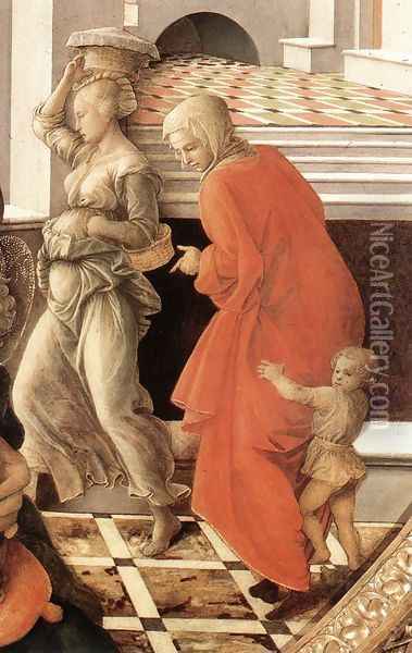 Virgin with the Child and Scenes from the Life of St Anne (detail) 1452 Oil Painting - Fra Filippo Lippi
