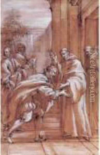 Entree De Saint Bernard A L'abbaye De Citeaux Oil Painting - Giuseppe Passeri
