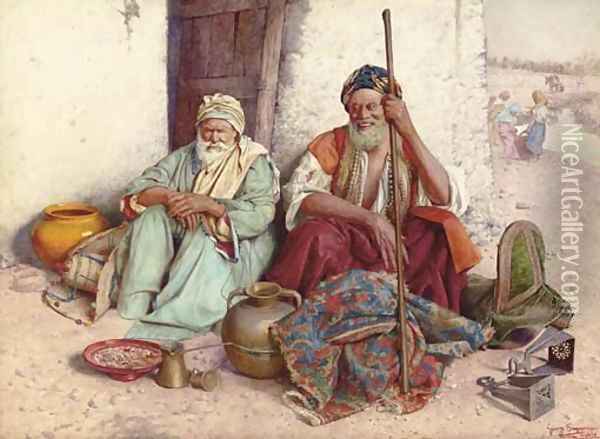Arab Merchants Oil Painting - Giuseppe Signorini