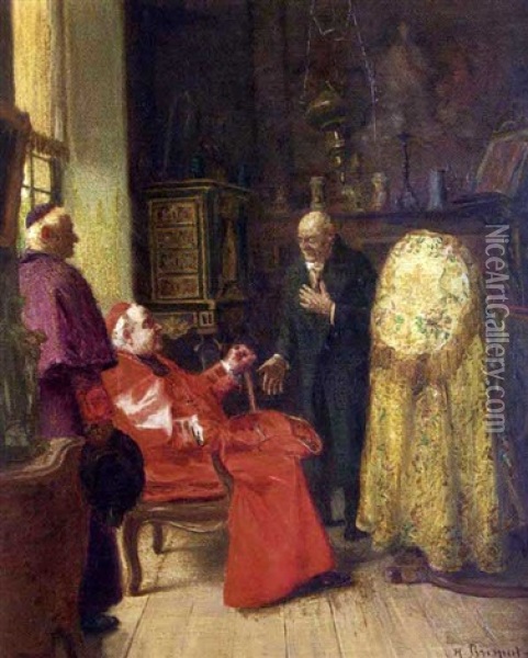 La Visite Au Cardinal Oil Painting - Henri Brispot