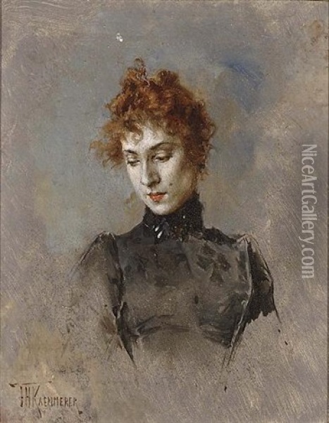 Portrait Of A Lady Oil Painting - Frederik Hendrik Kaemmerer