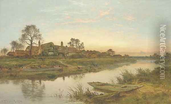 Evening on the Severn Oil Painting - Benjamin Williams Leader